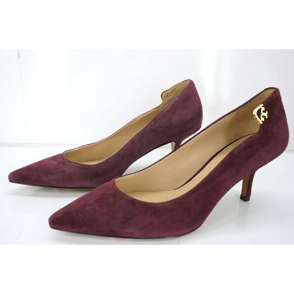 Tory Burch Purple Suede Elizabeth High Heel Pointy Toe Pumps - Picture 5 of 10